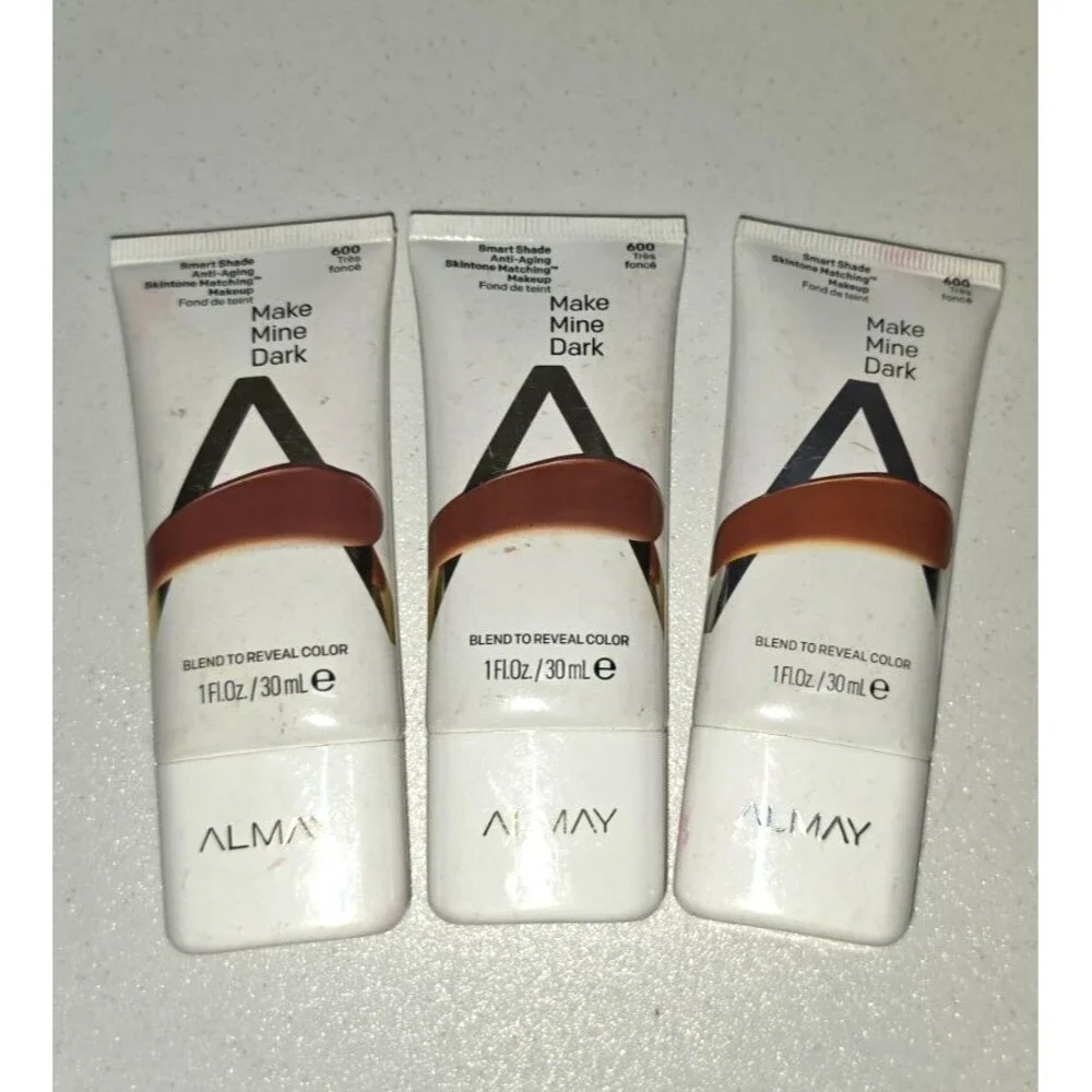 Almay Smart Shade Foundation Lot of 3 Skintone Matching Anti-Aging NEW 600 Dark